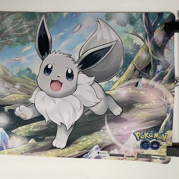Pokémon Go TCG White Eevee Gaming Mat 23.5” x 13.5” Non Slip Base New Open Box - Picture 4 of 4
